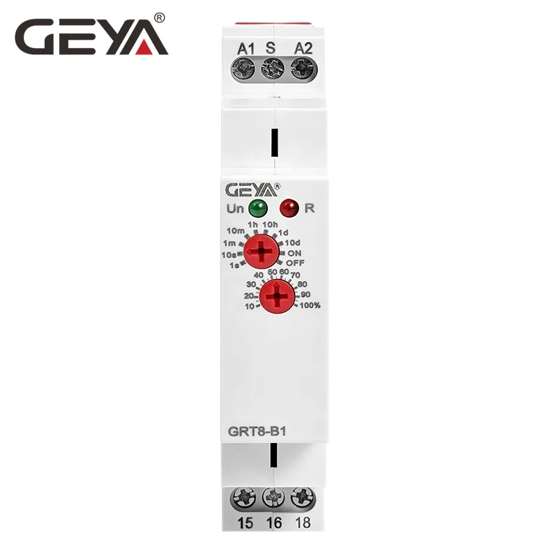 Реле времени задержки GEYA GRT8-B1 AC/DC12V-240V off 16A 1NO1NC диапазон 0 1 с-10