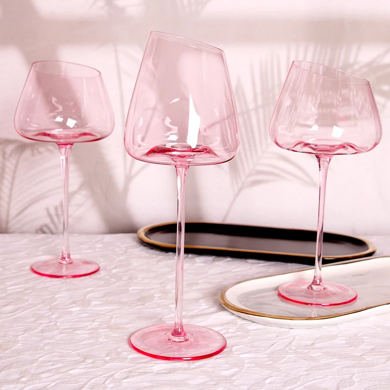 Lead Free Crystal Material Creative Design Wedding Used Flamingo Pink Color Wine Glass  Wine Cup  From Chinese glassware Factory