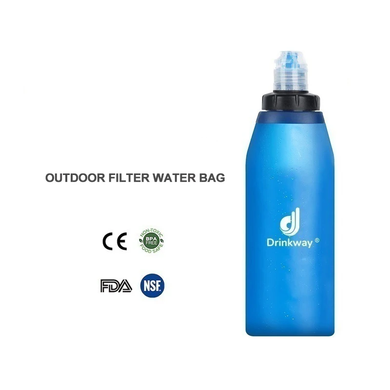 500ml Folding Water Bottle with Bite Valve Soft Flask Collapsible Water Carrier Running Cycling Hiking Camping Climbing Tours