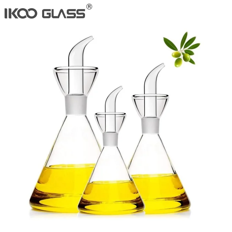 IKOO glass olive oil dispenser bottle container pot set for kitchen