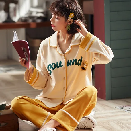 Wholesale Korean Type Cute Style Knitted Cotton V-neck Home Wear Nightgowns