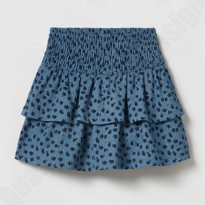 Textured Floral Bermuda Skort Blue New Arrivals High Waist Plaid Skirt Casual Women Elegant Short Mini Skirt