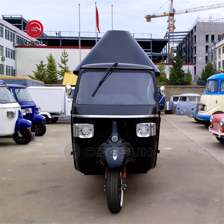New Design Electric Coffee Tricycle Piaggio Ice Cream Food Cart With CE Mobile Pancake Food Truck for Sale