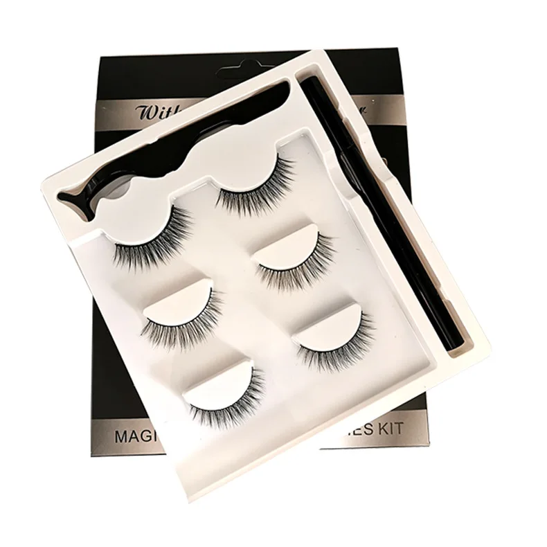 OEM 3 Pairs Magic False Eyelashes Set With No Glue No Magnet Magic Eyeliner Lashes Kit Beauty Health Makeup Tools Maquiagem