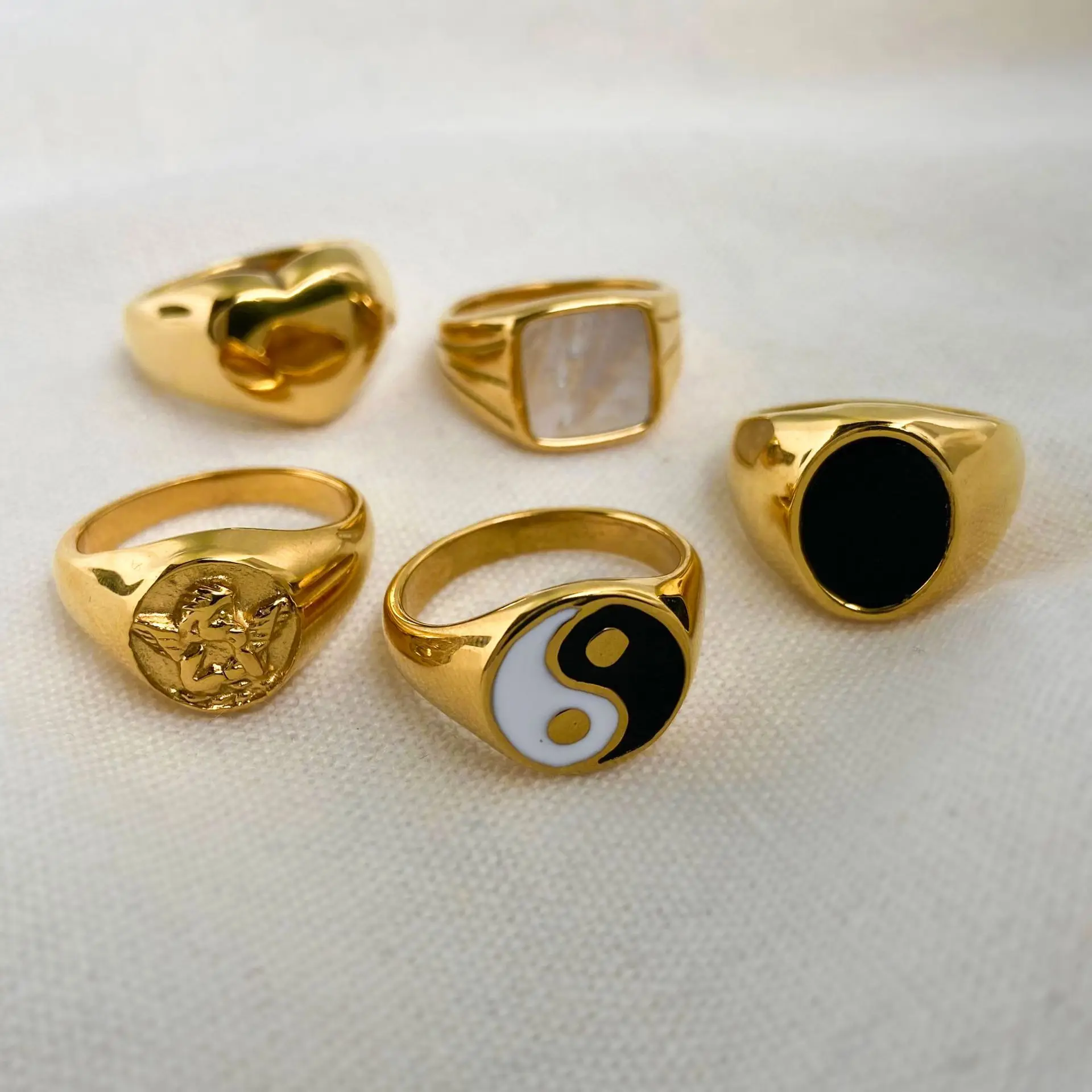 Personalized anniversary gifts rainbow neon color stainless steel enamel ring jewelry adjustable enamel rings for teenage girls