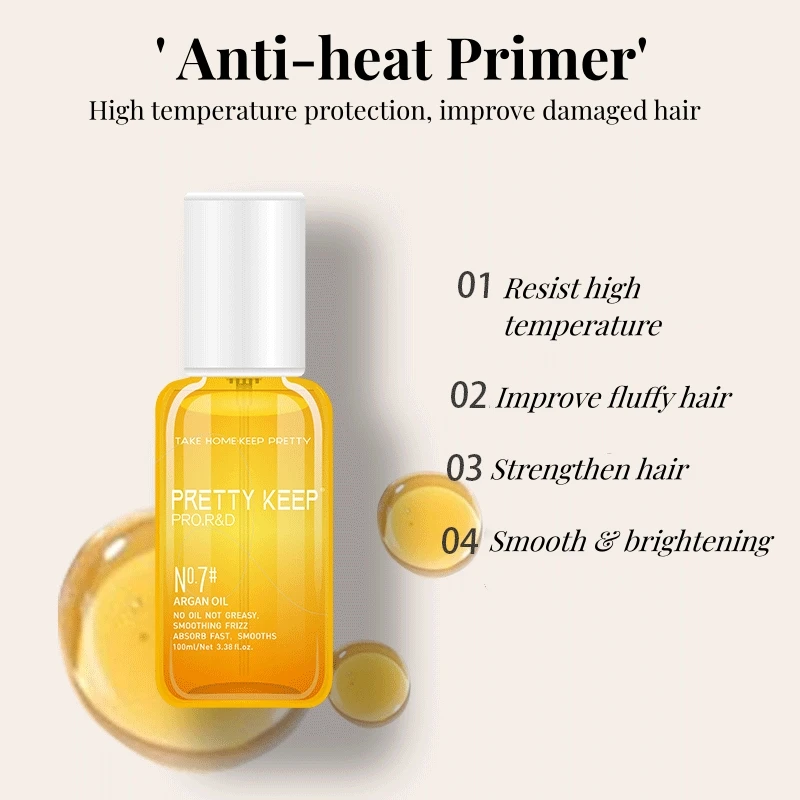 Custom Logo Vegan Hair Argan Oil Anti Frizz Heat Protect Hair Care Essential Oil