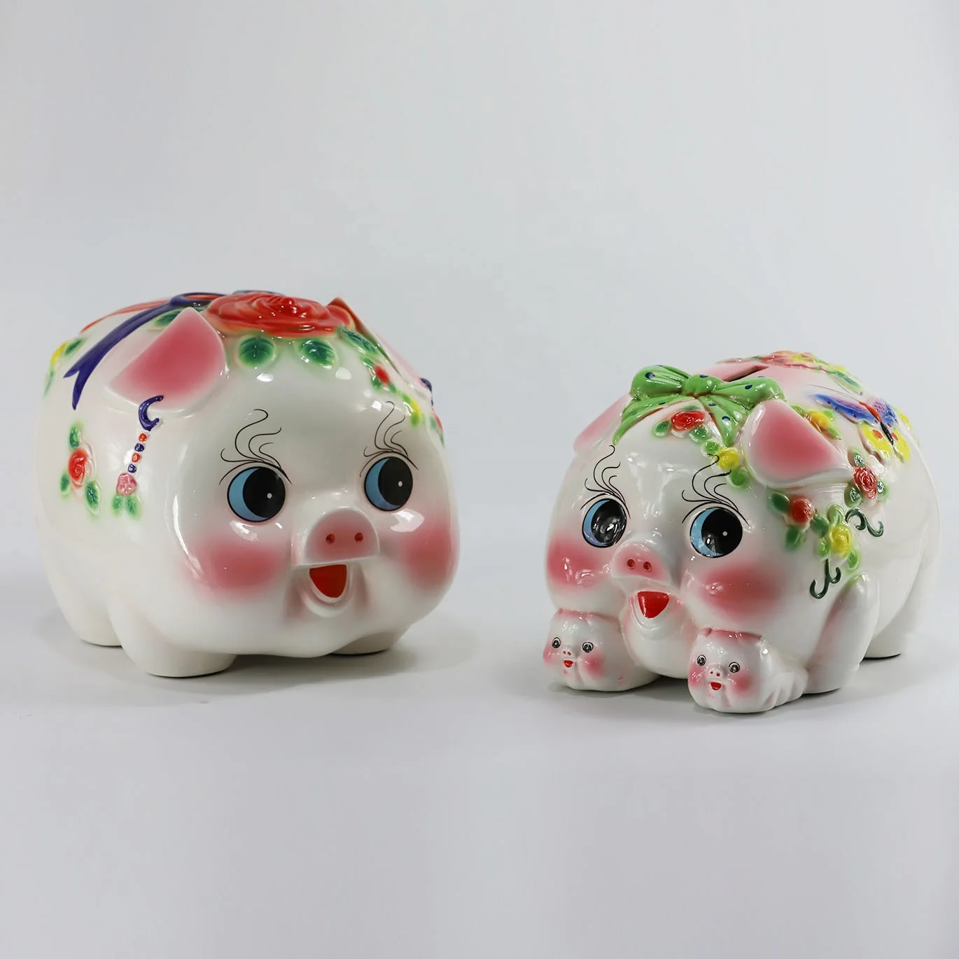 Synwish Custom lovely Ceramic Piggy bank Kids Coin box pig shape money saving box wholesales