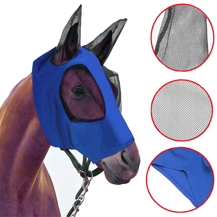 White Horse Fly Control Masks With Long Nose and Ears Horse Fly Mask UV