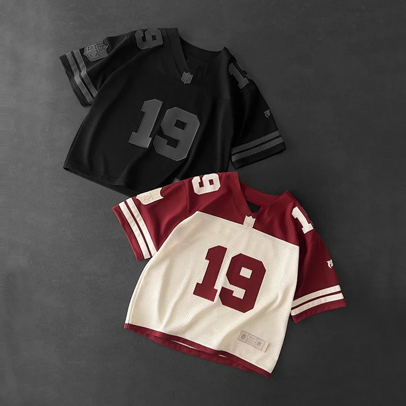 Custom Streetwear Soccer Jersey Boxy Fit T Shirt Stripe Embroidered Patch Mesh Oversized Sports Football Jersey T-shirt For Men