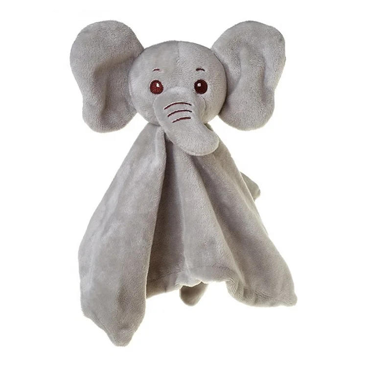 Gray Color Super Soft Plush Baby Toy Comforter Elephant Doll Before Bed
