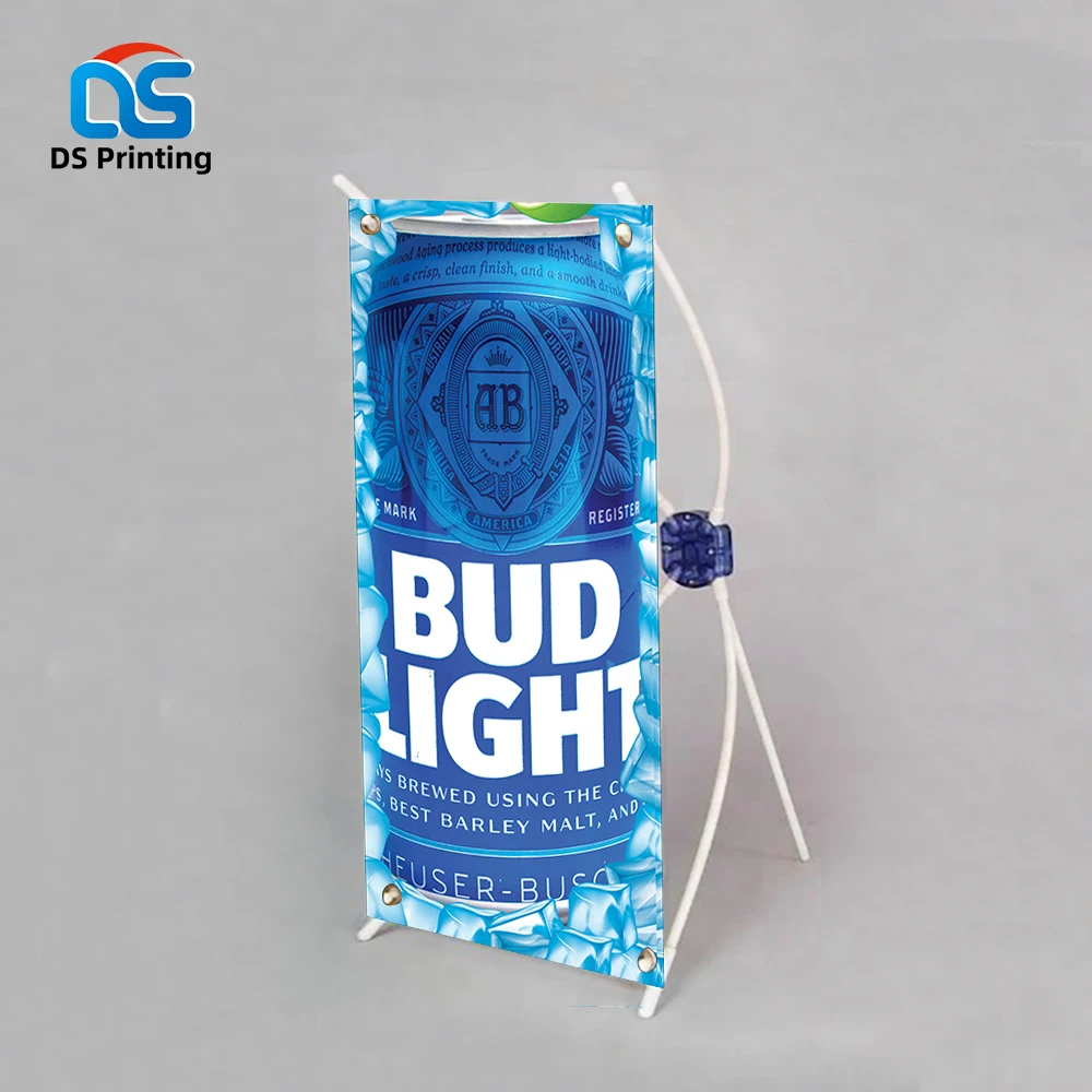 Waterproof custom pull up banner economy mini x metal stand fiber display banner jarmoo apparel x banner set high quality