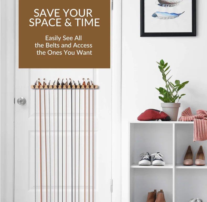 Custom Wooden Belt Hanger Organization Wood Belt Display Rack Hanging Belt Holder for Closet Hight Quality Low Price