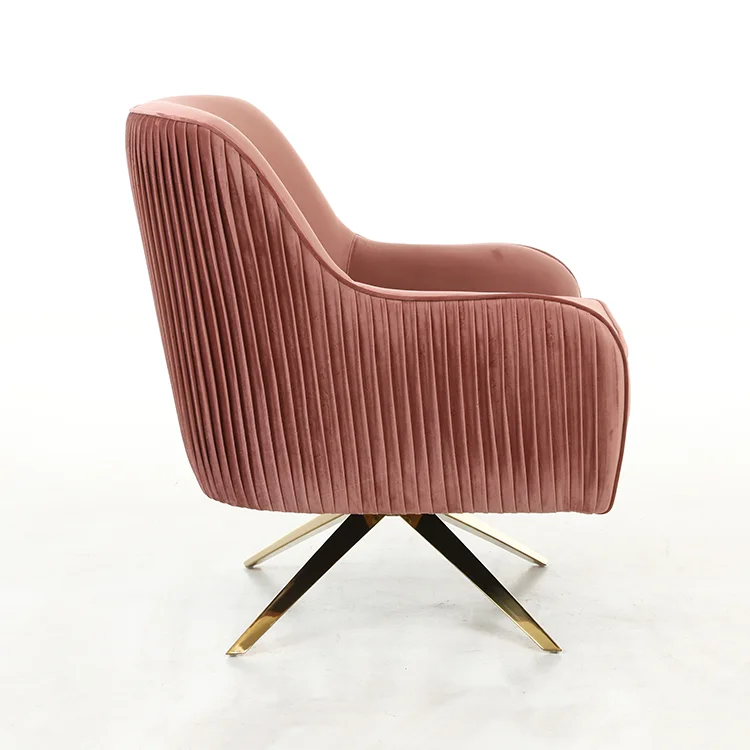 Wholesale Modern Luxury Velvet Upholstered Rotate Stainless Steel Base Dining Chair