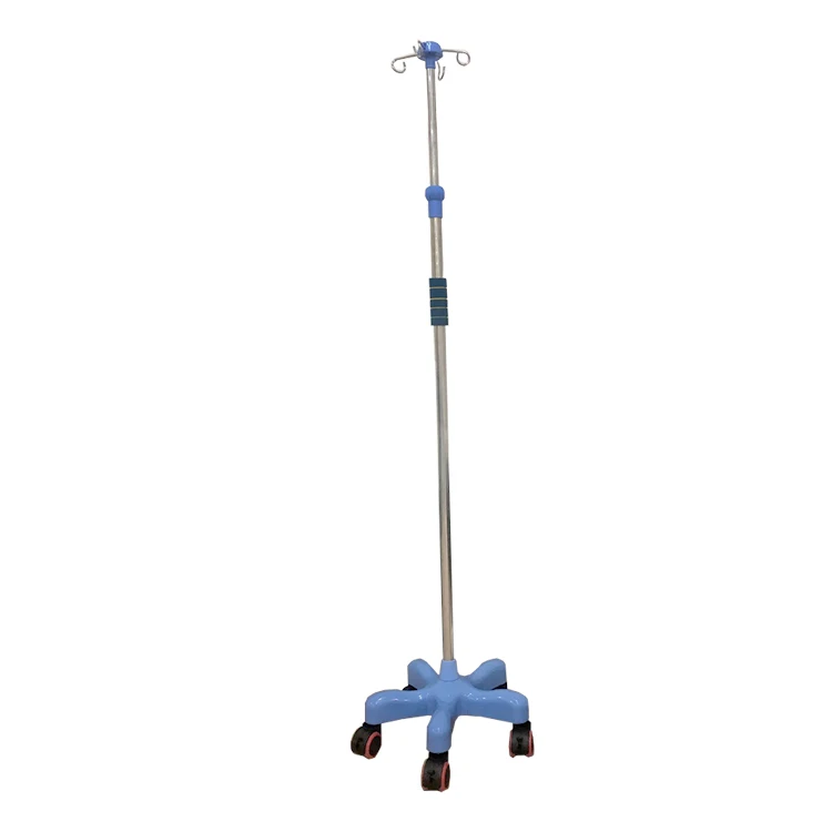 Hospital 5 legs mobile stainless steel infusion/IV pole drip stand
