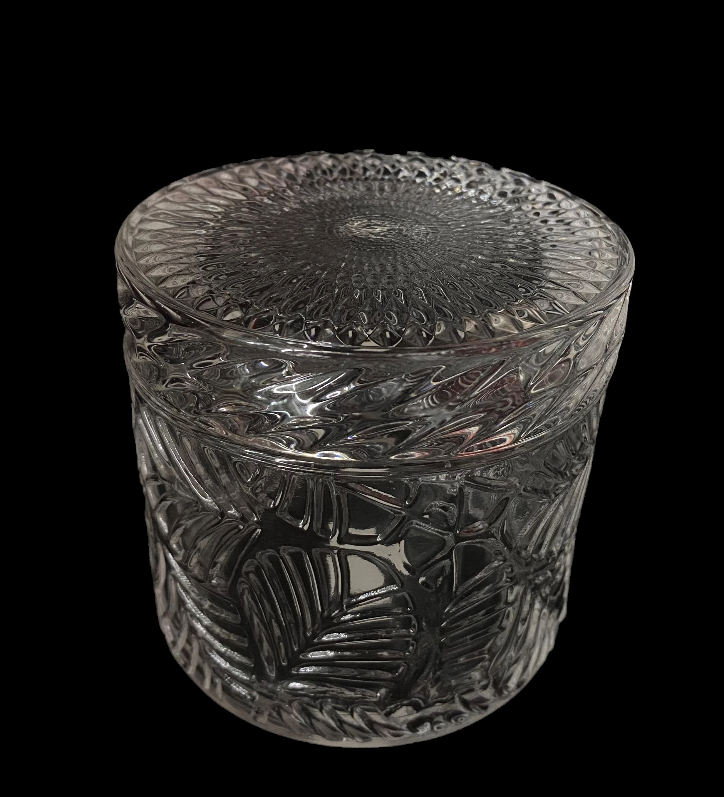 
Cylindrical embossed printing glass candy jar cotton swab box with lid for wedding holiday and home 