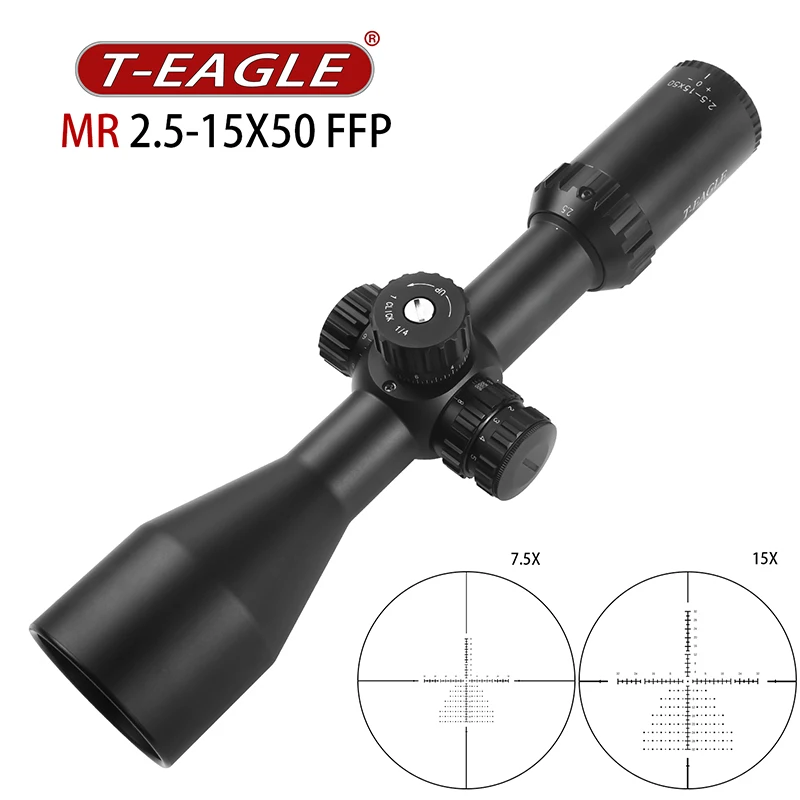 Оптовая продажа Прецизионная оптика T-Eagle MR 2 5-15x50 FFP из алюминиевого сплава ударопрочный замок для уличной охоты