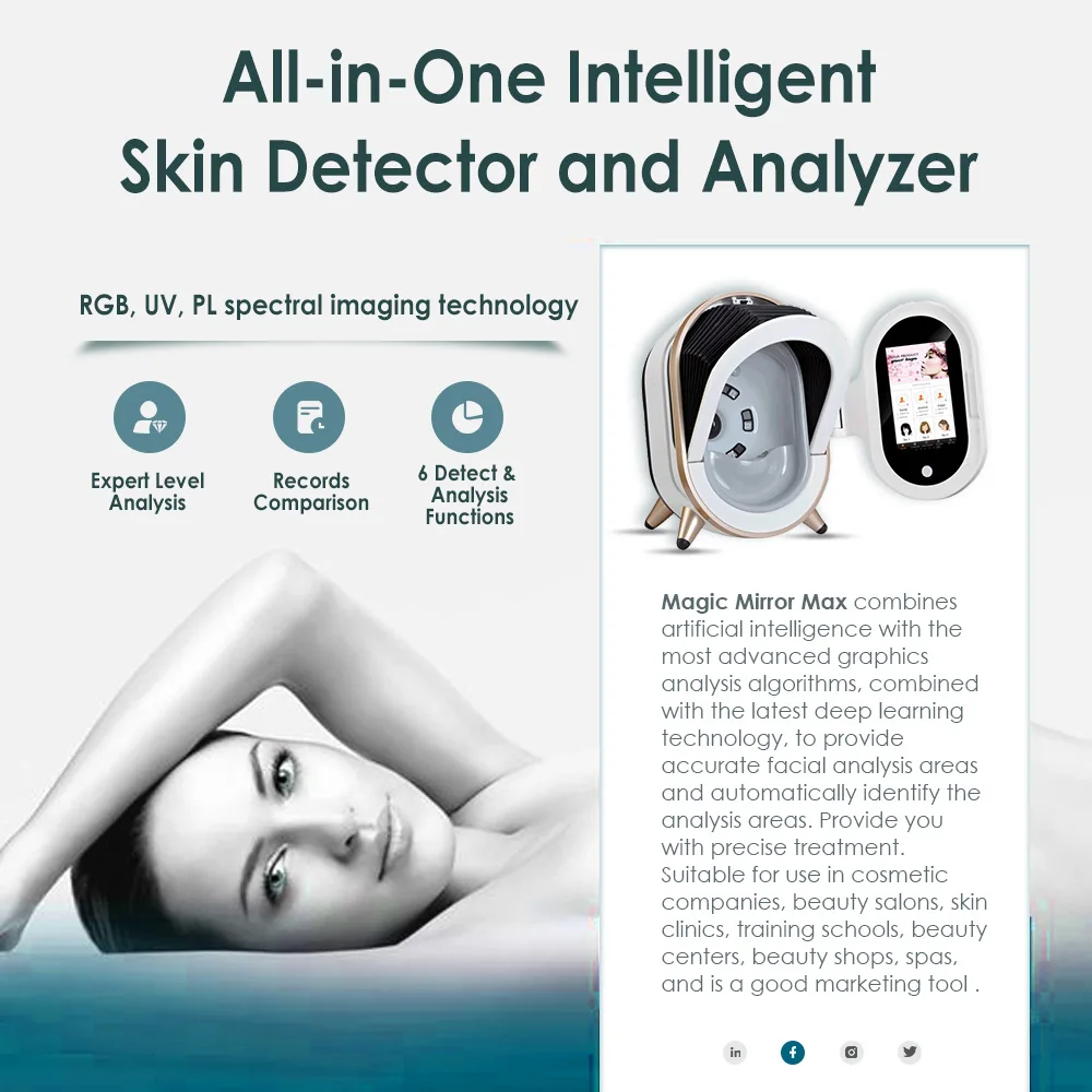 Best selling 3D Smart Facial Skin Diagnostic Analysis Magic Mirror Skin Tester Analyzer machine For Skin Care