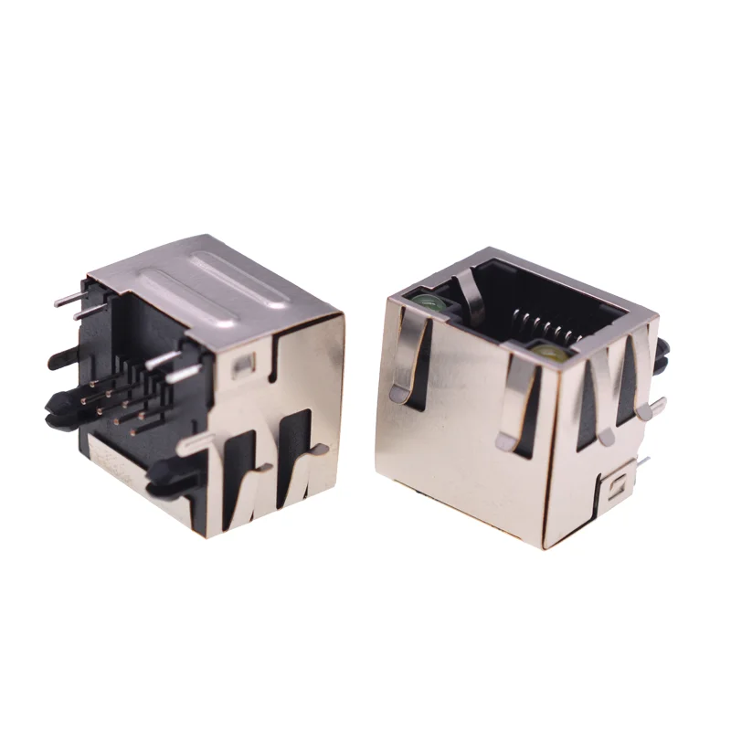 Однопортовый Штекерный разъем RJ45 YZ гнездовой Rj45 для локальной сети со светодиодной