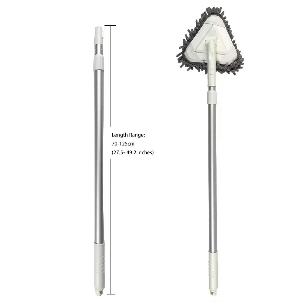 Qiyun Aluminum Triangle Mop with Long Telescopic Handle Deep Cleaning Dry and Wet Mop for Wall Dust Removal