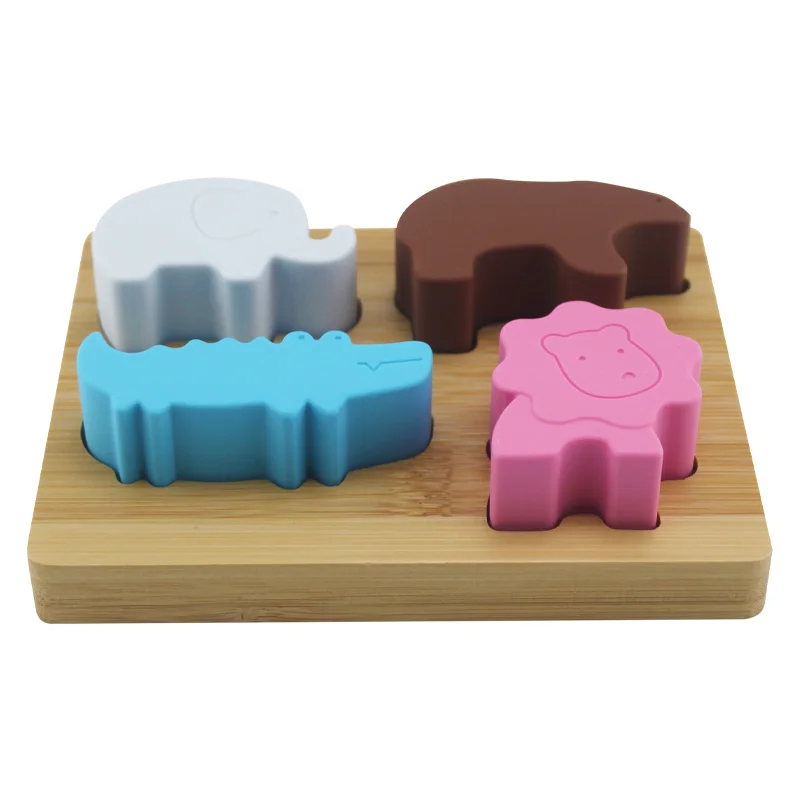 2023  Wholesale Montessori Animal Jigsaw Baby Puzzle Early Education Toy Baby Silicone Puzzle Toy