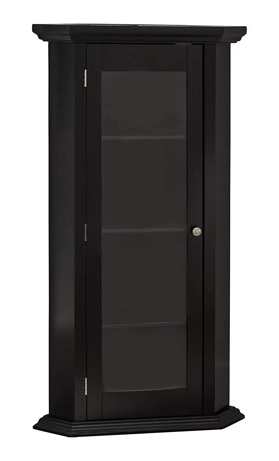 
modern black corner curio tall wood glass storage showcase display cabinet living room 