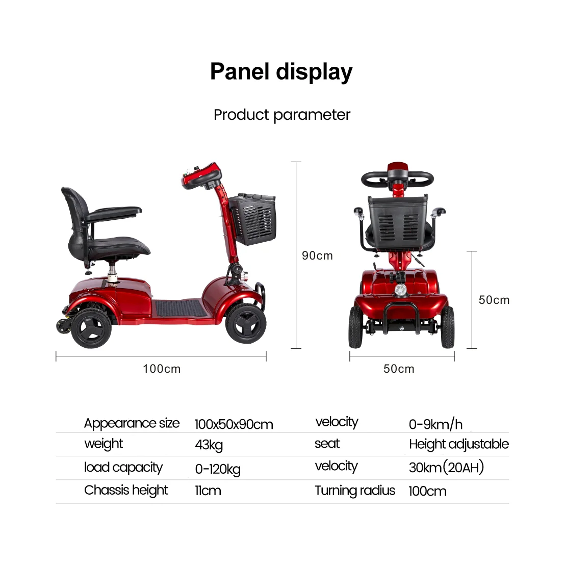 Enhance Foldable Perfect Travel Transformer 4 Wheel Electric Folding Mobility Scooter Convenient For Elderly Travel