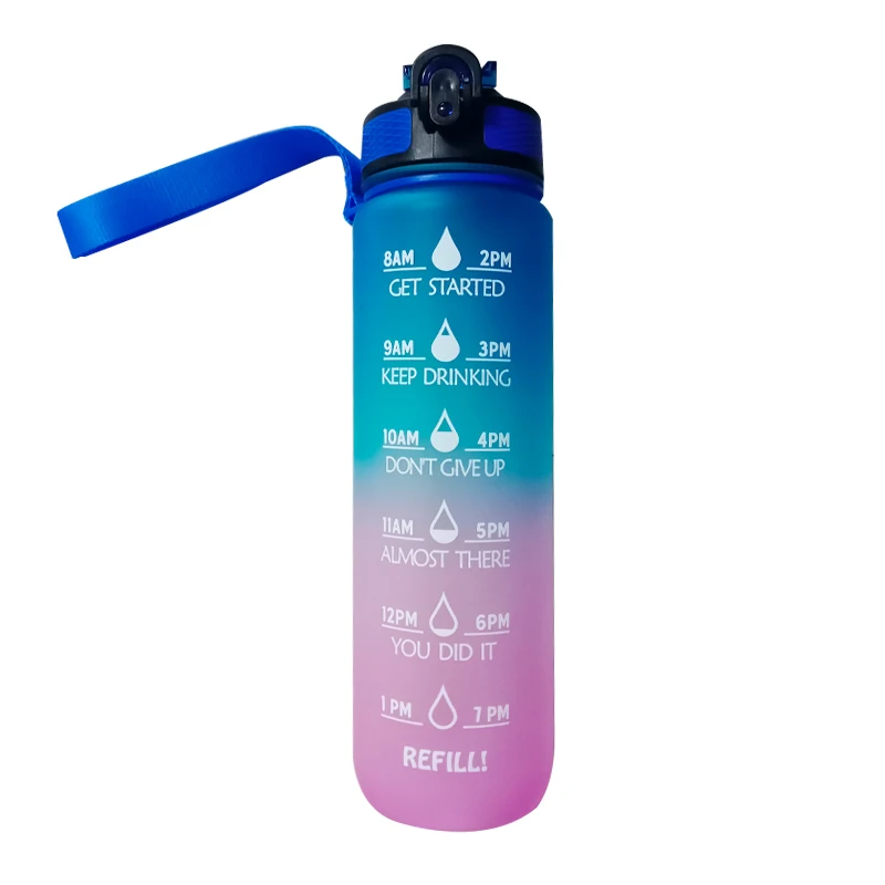 Promotional Plastic and Silicone 32oz/1000ml Leakproof BPA Free Water Bottle Gym Outdoor Sports Custom with