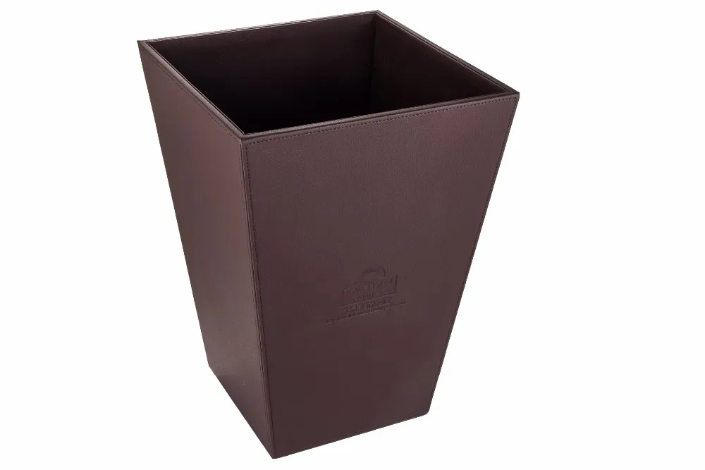 luxury leather Hotel dustbin manufacturer for hospitality guestroom kitchen diaper trash can waste waste bins