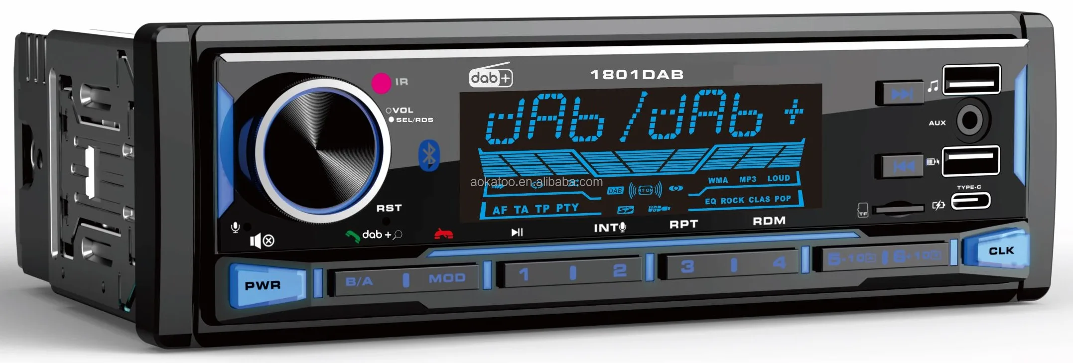 Автомобильный MP3-плеер 1DIN стерео с ЖК-дисплеем Autoradio Bluetooth FM AM RDS DAB + USB SD AUX-IN TF Card Connection