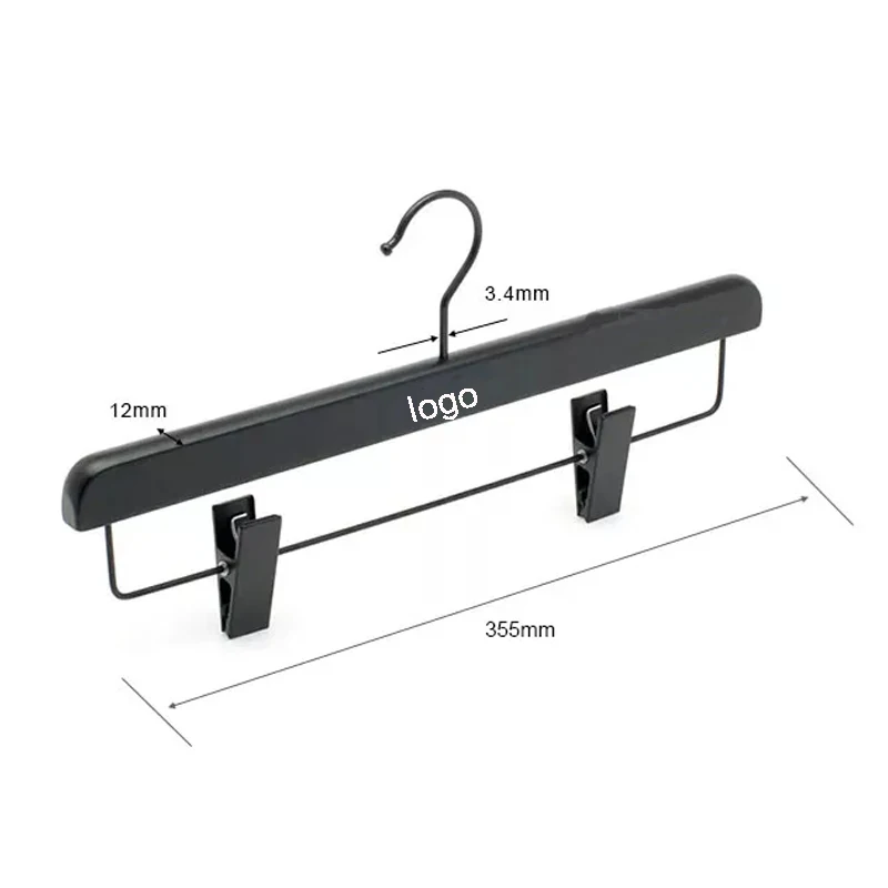 customized color wooden Clothing Hanger Custom LOGO Matt Black Wooden Brand Coat Suit Hangers for Clothes