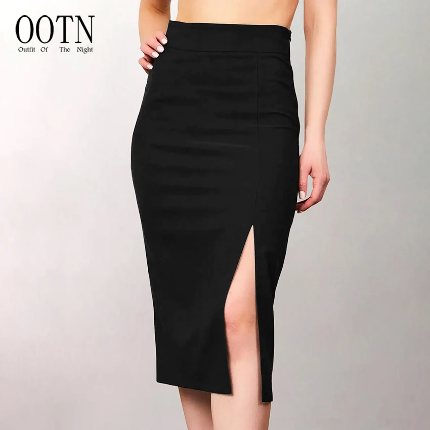 OOTN 2024 Office Lady Skirt Custom Solid Color Sexy Side Split Skirt Women High Waist Long Maxi Elegant Casual Party Skirts
