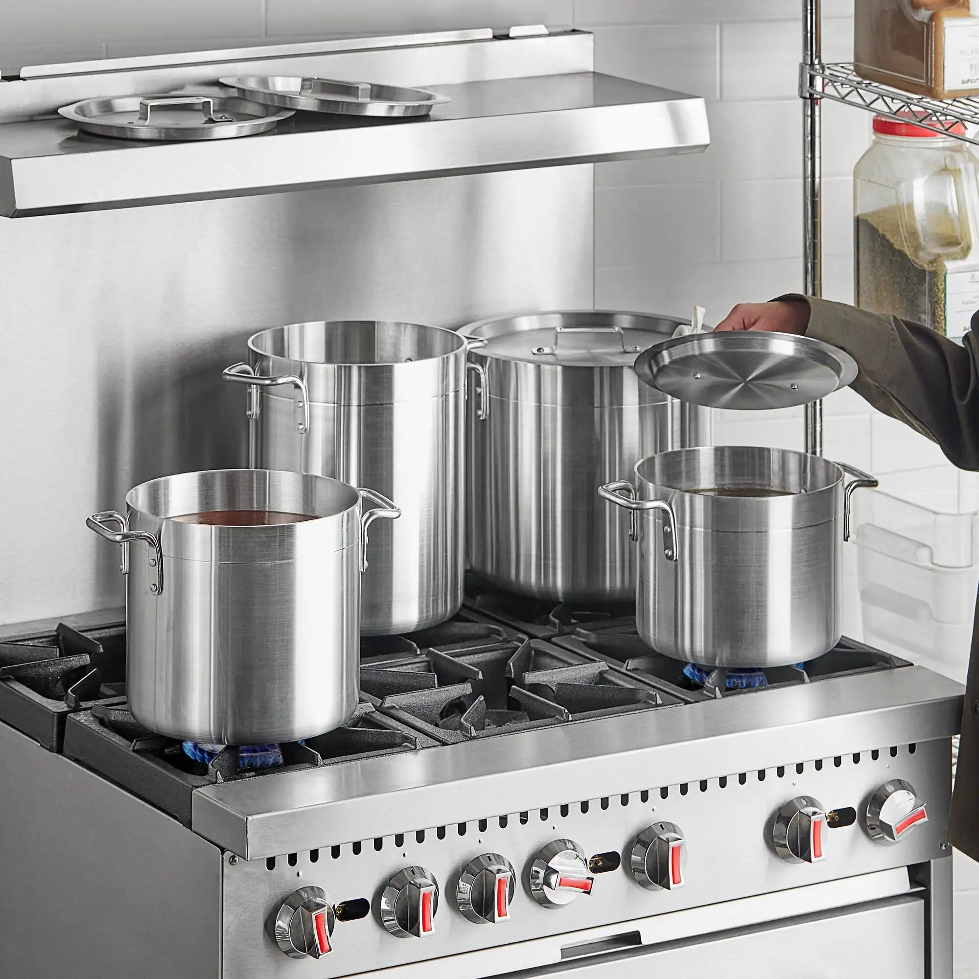 20QT оптовая продажа Большой Алюминиевый горшок из нержавеющей стали гостиничный ресторанный суп бульон коммерческая посуда