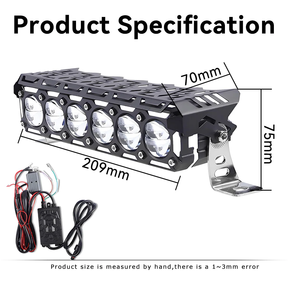 Jhs Super Bright Auxiliary Spotlight Strip Light Fog Light 140W Led Driving Headlights 6 Lens For Jeep Moto Suv