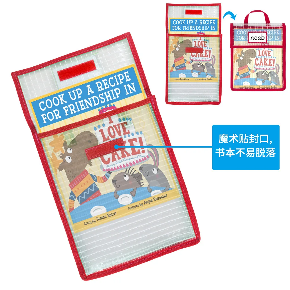 Colorful fabric book pouches have clear pocket name tags for students Student Book Pouches