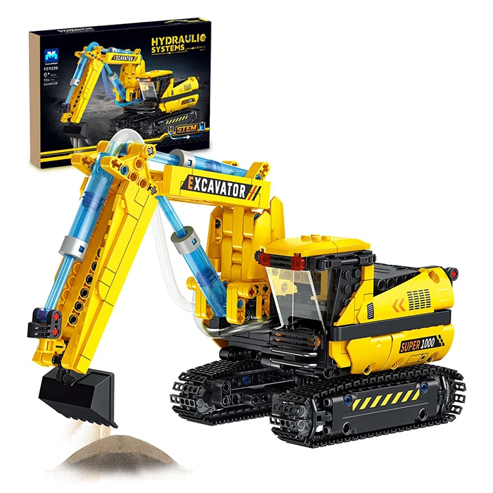 Hydraulic Excavator Building Blocks Set Construction Engineering Car Block Model Toy Educational Diy Stem Toys For Kids