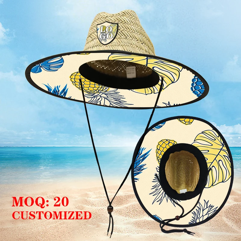 Beach hat 2024 sun large size real straw summer hat lifeguard boating beach fishing lifeguard straw hats