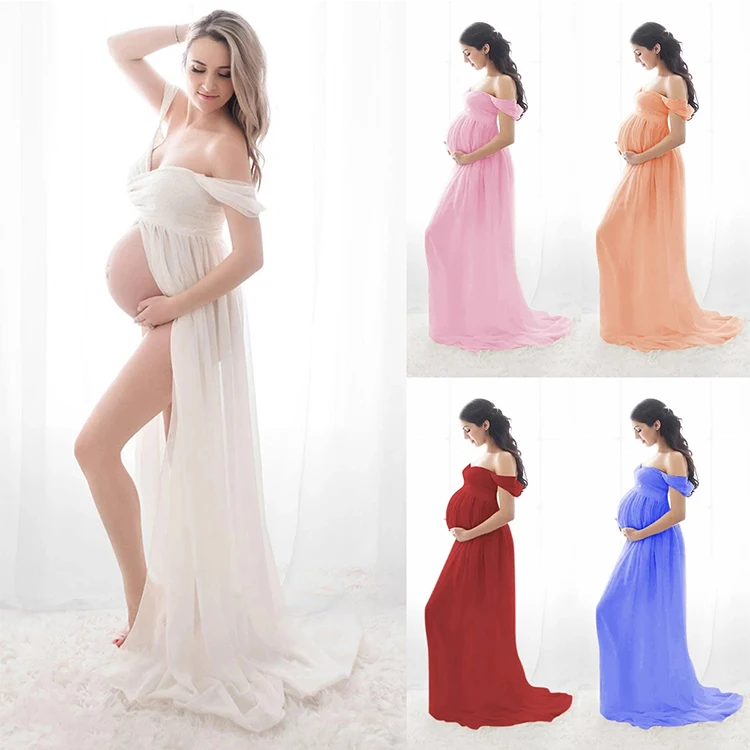 Sexy Maternity Dresses Photo Shoot Pregnancy Dress Photography Prop Maxi Gown Dresses Pregnant Women Clothes