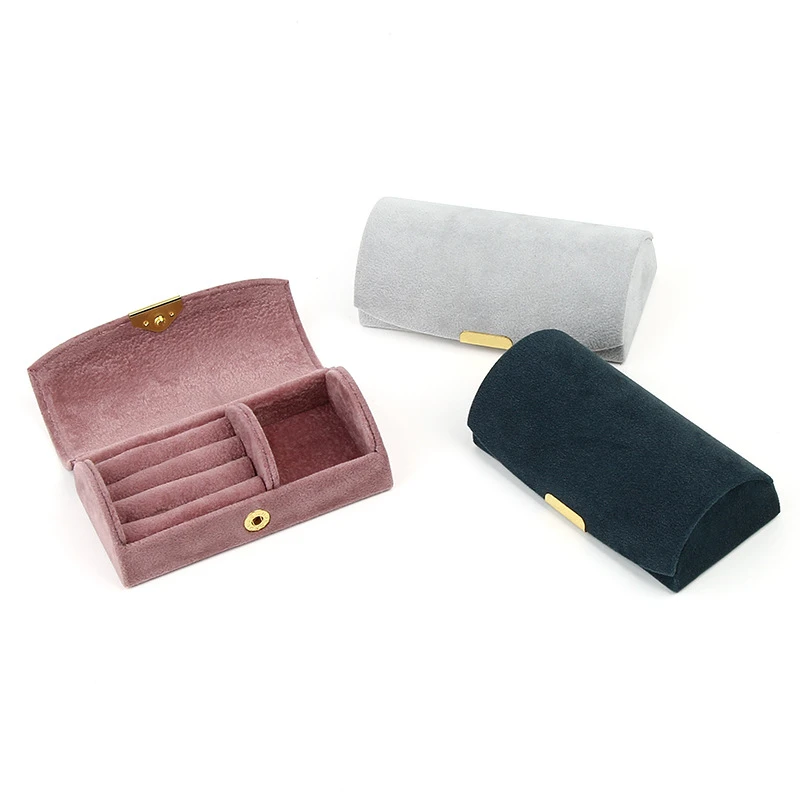 Trendy Mini Dome Shape Velvet Jewellery Storage Case Travel Earring Ring Necklace Jewelry Organizer Box