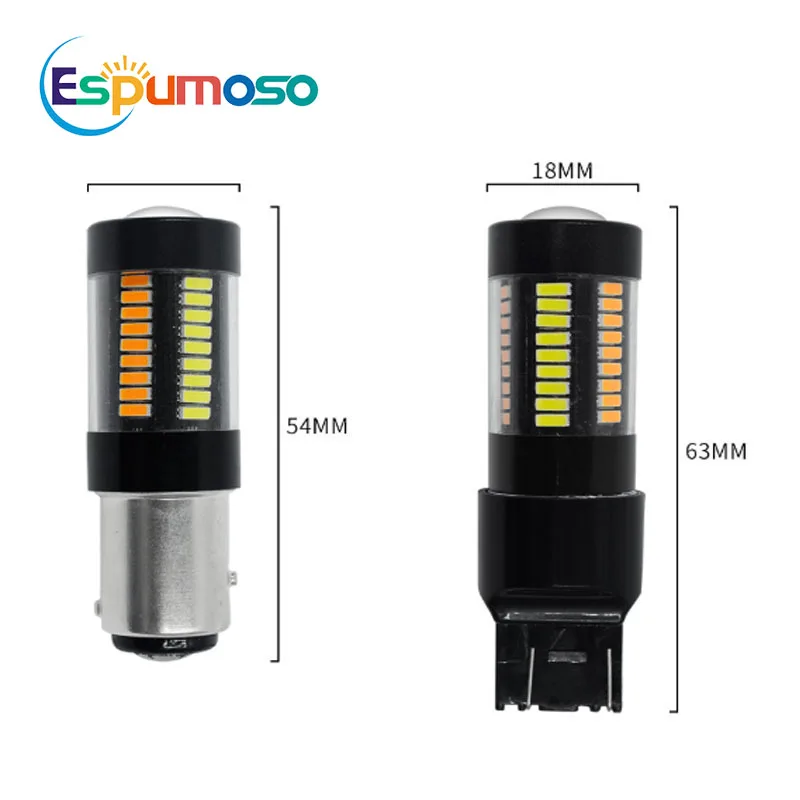 Dual Colors White Amber With Conversion Car Driving Light 12V 4014 Led Bulbs 66 SMD 3157 1157 BAY15D Led DRL Turn Light Signal