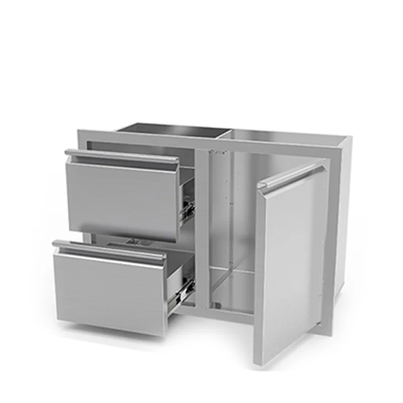 Водонепроницаемые выдвижные ящики из нержавеющей стали и дверной кухонный шкаф для кухни на открытом воздухе с барбекю