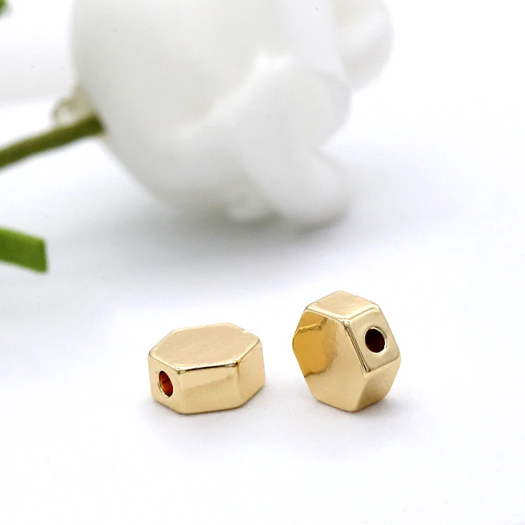 
Diy Bracelet Making 14K Gold Plated Brass Hexagon Bracelet Copper Beads 