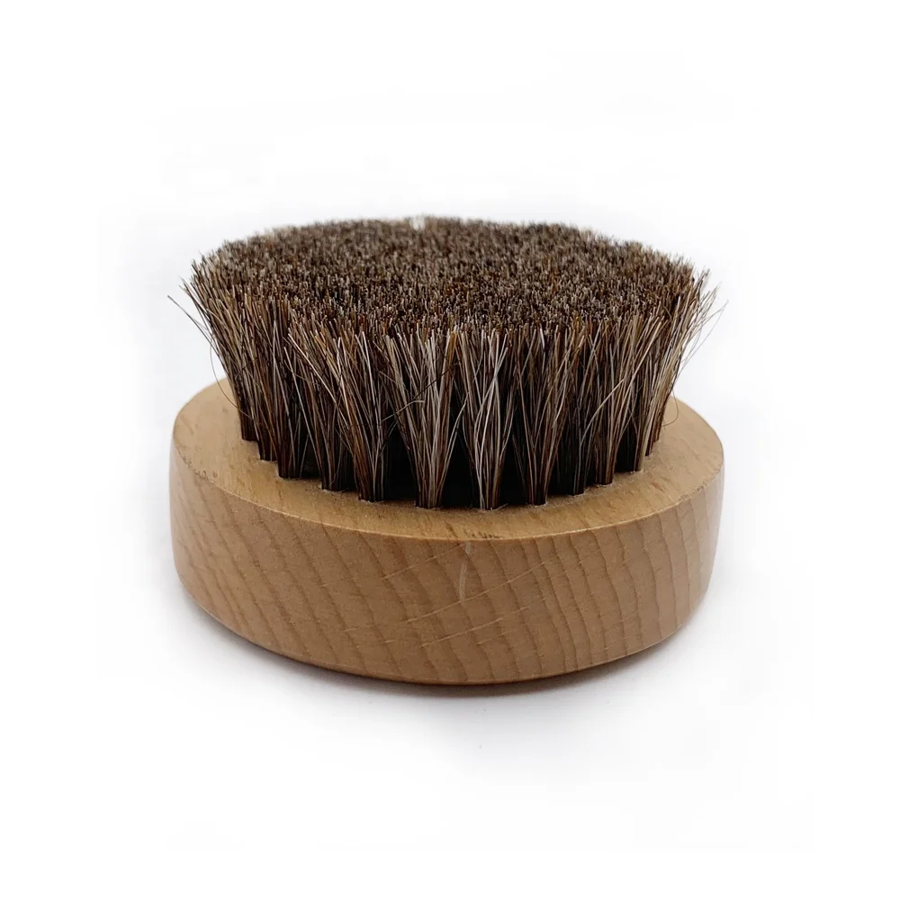 Оптовая продажа, частная этикетка, индивидуальная Экологически чистая бамбуковая щетка для бороды, круглая щетина из лошадиных волос