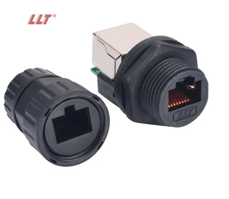 Llt M19 Rj45 Waterproof Connector Cat5e Cat6e Front Panel Mount