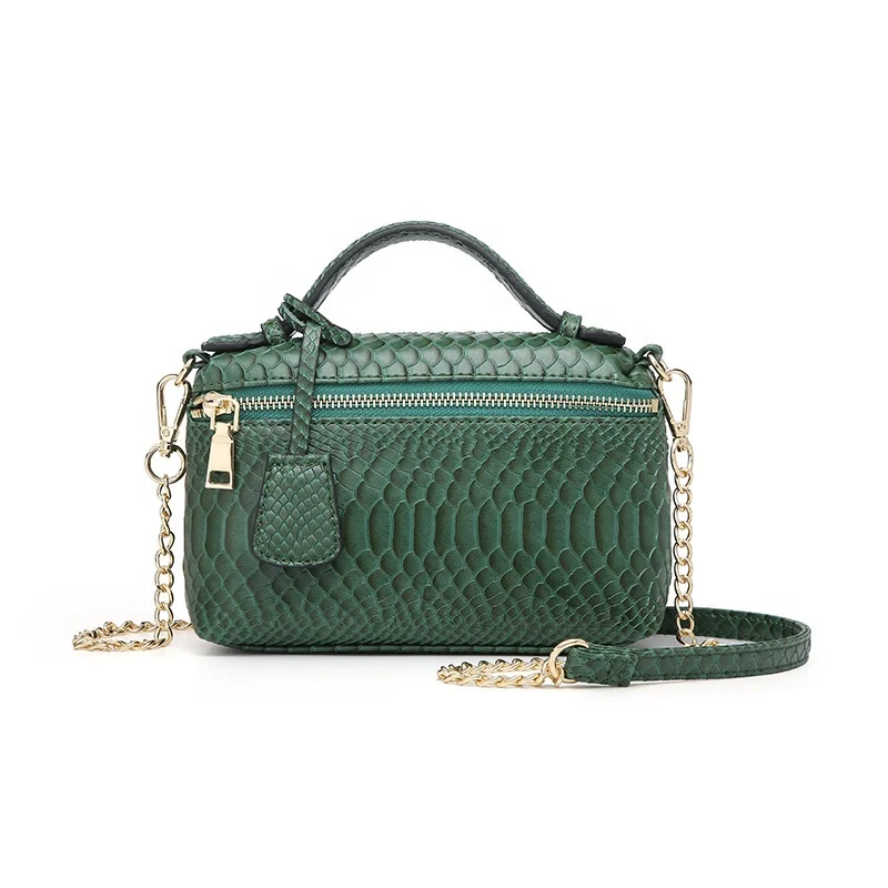 Fashion Designer Handbag Embossed lady chain Strap snake print leather clutch crocodile bag women