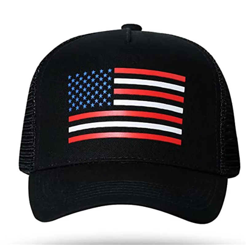 Custom American Flag Trucker Hat Snapback Hat for Men Women  Breathable Mesh Side Adjustable Fit  for Casual
