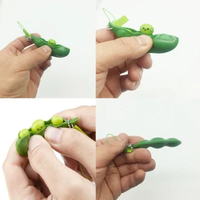  Снятия стресса Bean Pod брелок антистресс игрушки для взрослых и надавите на зеленой фасоли