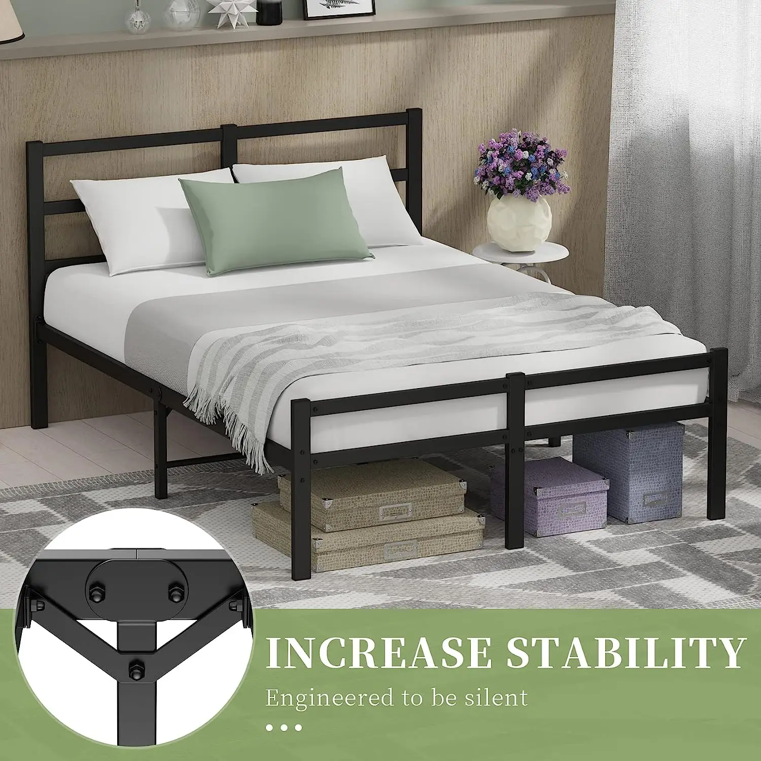 Manufacturer Sells Modern Double Bed Frame Heavy Wooden Metal Platform Environment-friendly Family Furniture for Hotel Bedroom