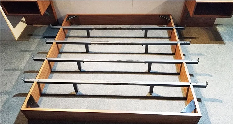 Modern Style Brown Customized Double Size King Wooden Panel Bedroom Beds for Hotels