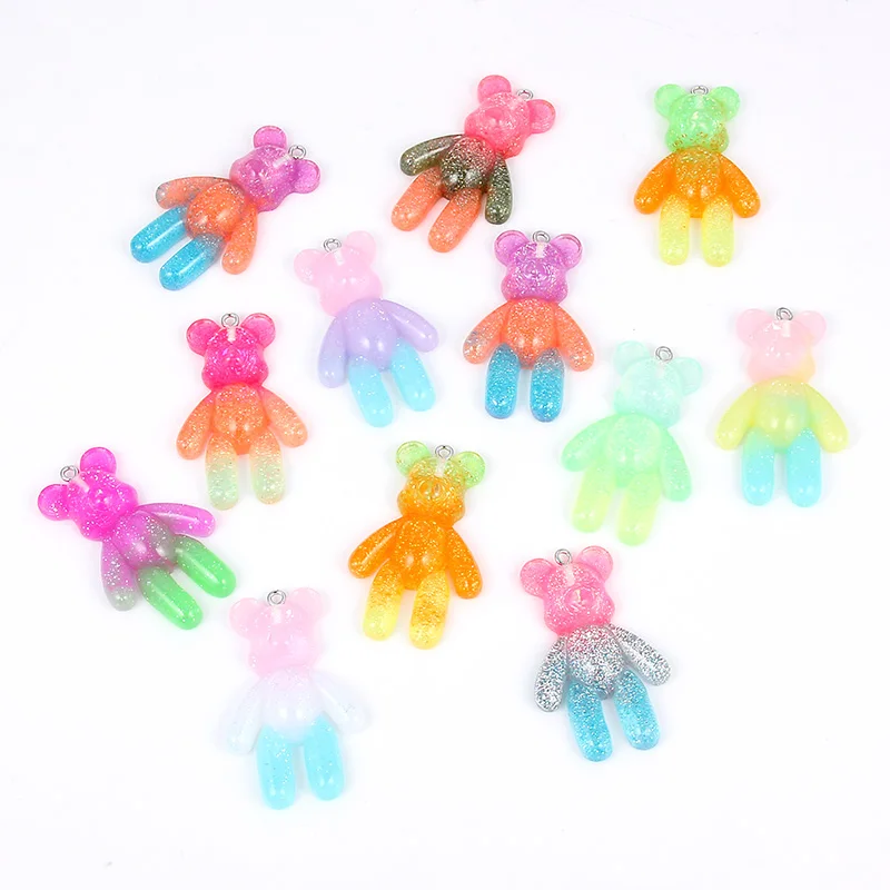 44*27mm cute gummy bear charms flat back resin charms necklace pendant earring charms for DIY decoration