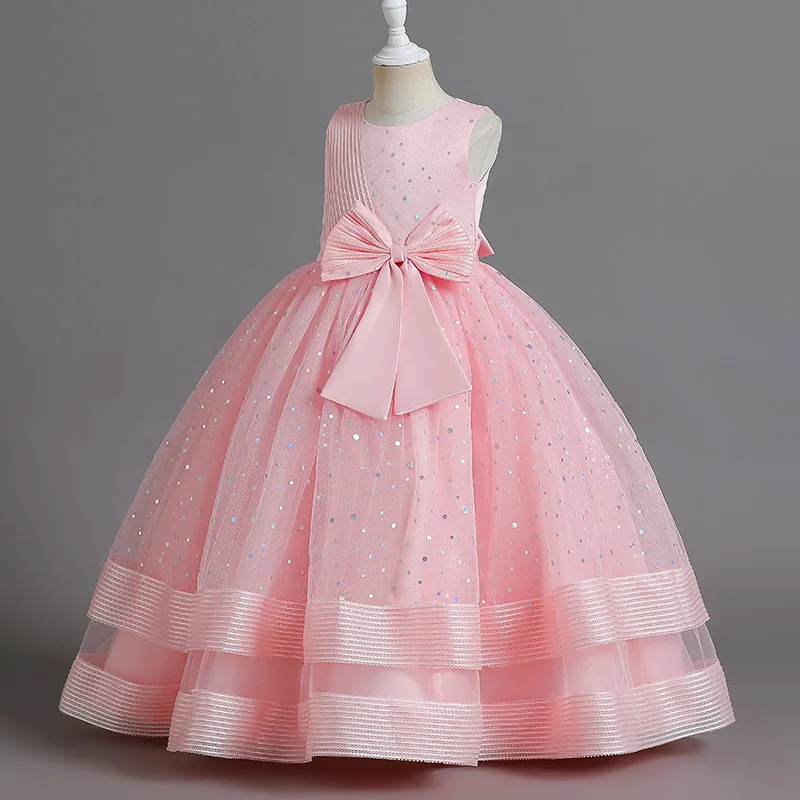 2022 Lovely Girl New Design Fancy Flowers Frock Children Modern Clothes Kids Party Wear Dress